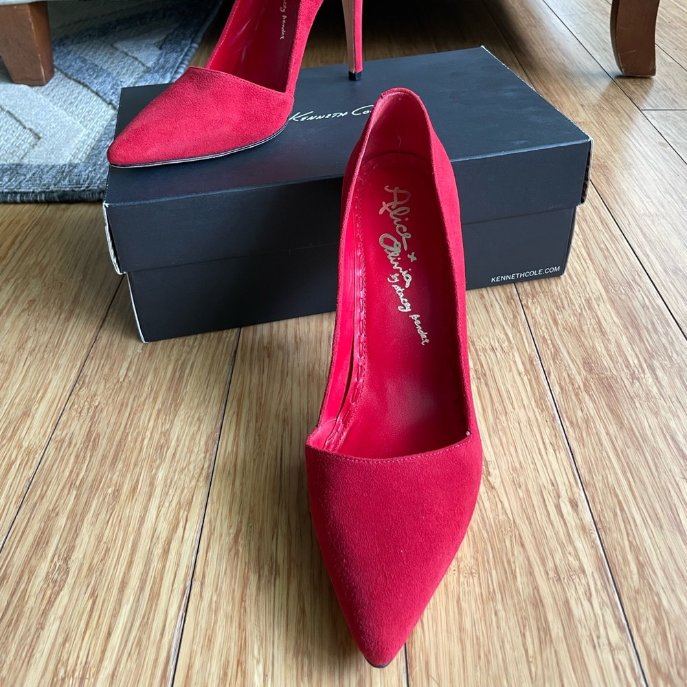 Alice + Olivia Red Suede Pumps